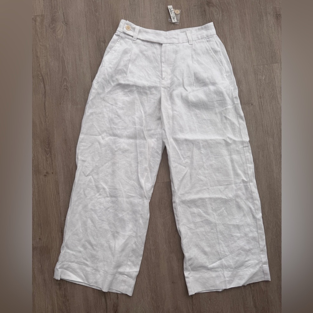 Madewell Women's Linen Cream Wide Leg Pants